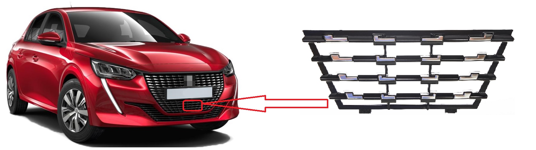 PEUGEOT 208 2019.11-*EMBELEZADOR GRELHA FRT (MODELO S/RADAR) - 